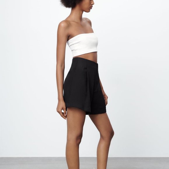 Zara Shorts Nwt Zara Pleated Shorts Black Poshmark